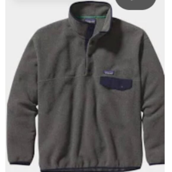 Donated. Patagonia Mens Large Grey Navy Synchilla Snap-T Fleece Pullover - Picture 1 of 9